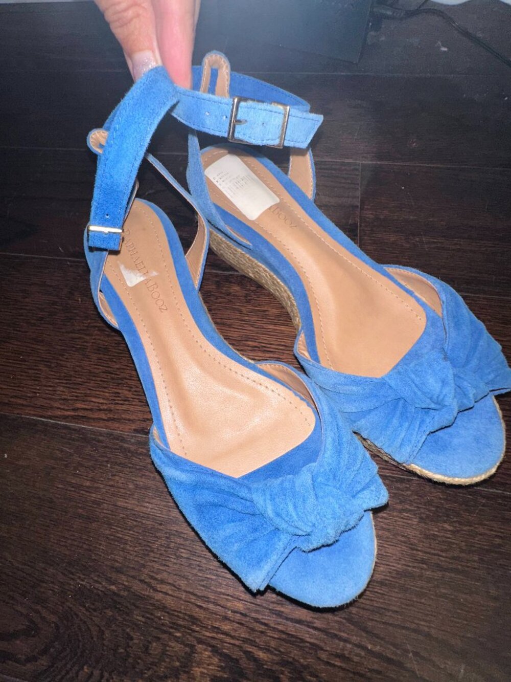 Raphaella Booz Blue Suede Espadrille Wedge Sandals